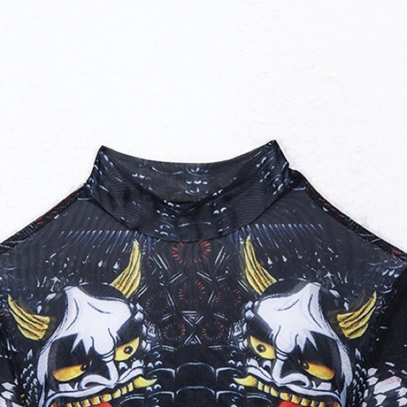 HP!✨Black demons mesh long sleeve bodysuit - Picture 10 of 13